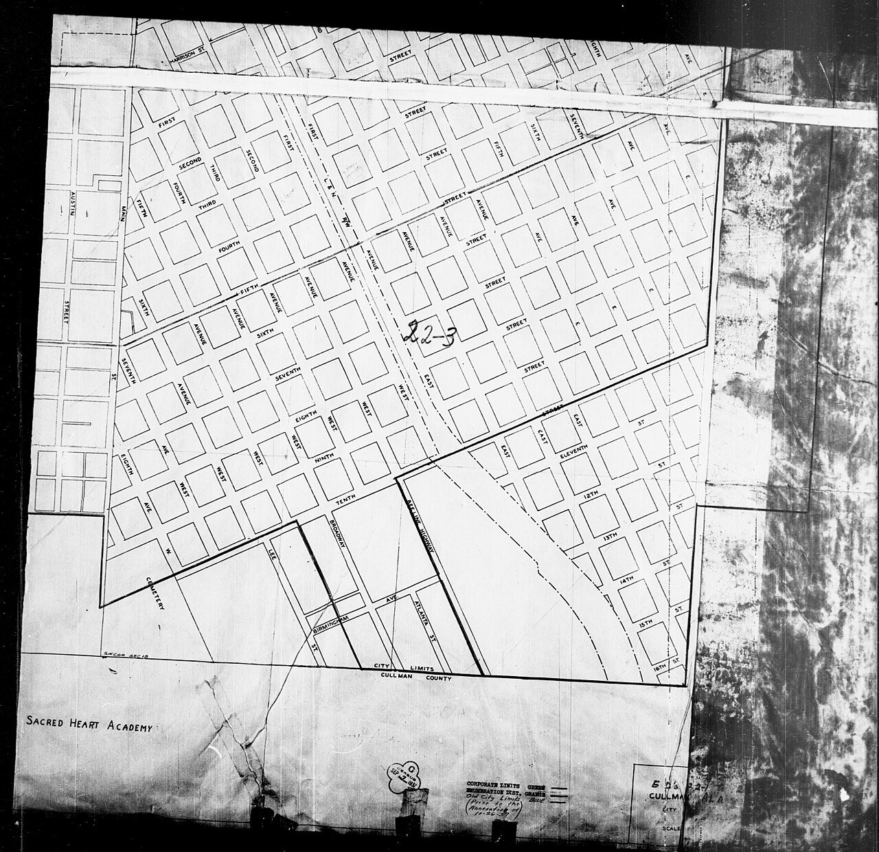 1940 Census Enumeration District Maps - Alabama - Cullman County - Cullman - ED 22-1, ED 22-2, ED 22-3
