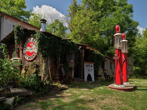 Scene in the little Ohio River "country town" of Rabbit Hash, Kentucky, which has become somewhat of a tourist attracti…