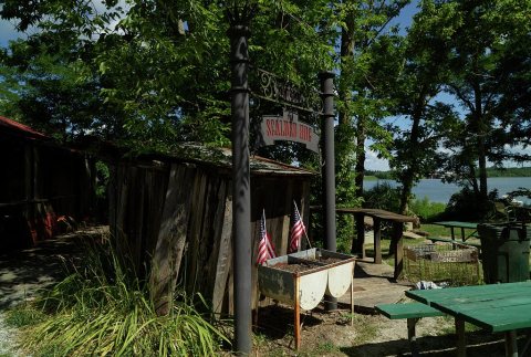 Scene in the little Ohio River "country town" of Rabbit Hash, Kentucky, which has become somewhat of a tourist attracti…