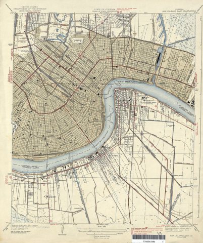 New Orleans Section and West Bank 1935 Map
