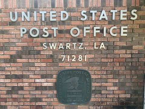 Swartz, Louisiana Post Office close up sign