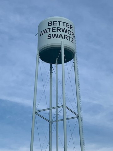 Better Water Works Swartz water tower blue