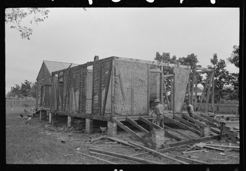 Untitled photo, possibly related to: Side wall of old house dating from early nineteenth century showing details of con…