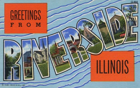Greetings from Riverside, Illinois - Large Letter Postcard