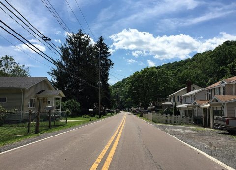 2016-06-18 15 07 10 View south along Maryland State Route 935 (Lower Georges Creek Road) between Nikep Street and Mine …