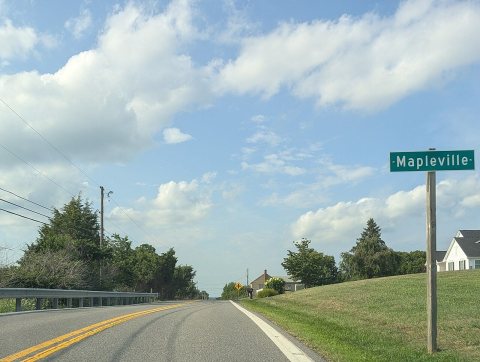 MD 66 nb entering Mapleville, July 2025