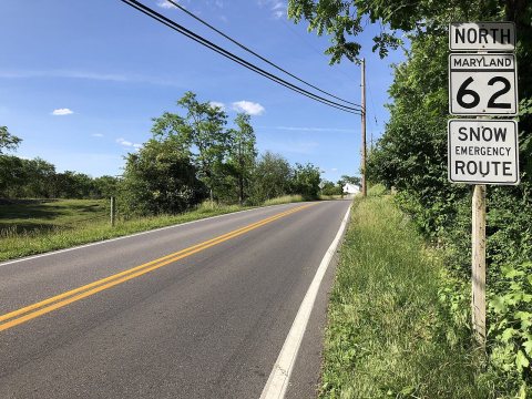 2020-06-01 17 30 14 View north along Maryland State Route 62 (Little Antietam Road) at Twin Springs Drive in