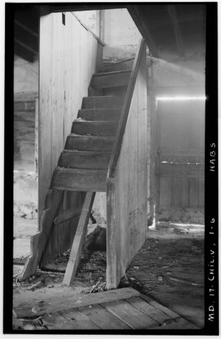 Historic American Buildings Survey T. T. Waterman, Photographer 1934 STAIR DETAIL - Adelphi Mill, Adelphi Mill Recreati…