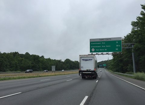 2016-07-04 08 43 18 Sign describing distances to approaching express lane exits along the southbound inner loop of the …
