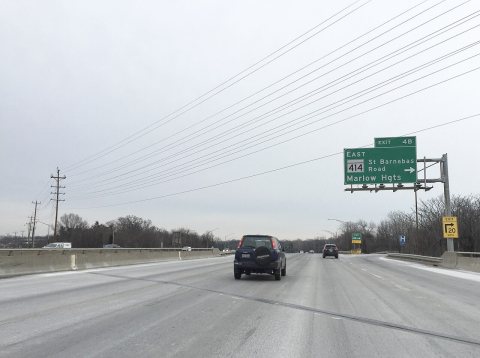 2016-01-22 09 09 58 View north along the outer loop of the Capital Beltway (Interstate 95 and Interstate 495) at Exit 4…