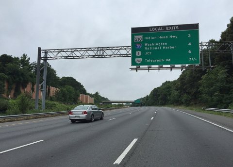 2016-07-04 08 42 42 Sign describing distances to approaching local lane exits along the southbound inner loop of the Ca…