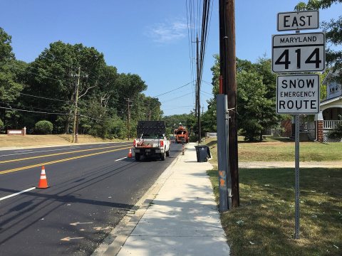 2016-09-07 11 54 26 View east along Maryland State Route 414 (Saint Barnabas Road) at Winston Street in Marlow Heights,…
