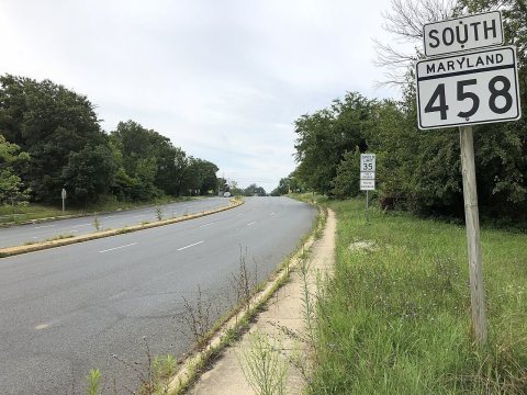 2020-08-21 10 27 04 View south along Maryland State Route 458 (Silver Hill Road) at Walker Mill Road in Walker Mill, Pr…