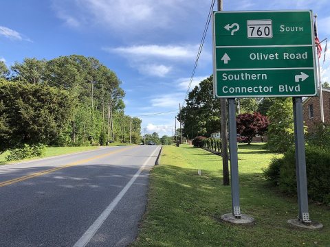 2020-05-23 17 06 52 View south along Maryland State Route 760 (Rousby Hall Road) just north of Southern Connector Boule…