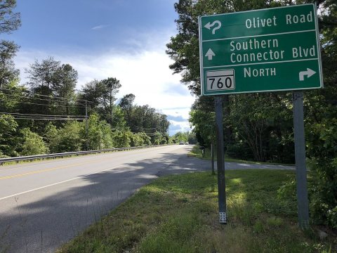 2020-05-23 17 10 00 View north along Maryland State Route 760 (Rousby Hall Road) just south of Olivet Road and Southern…