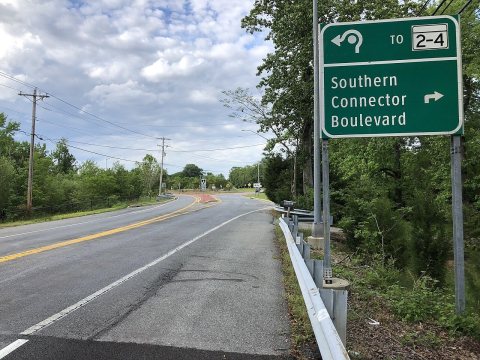 2020-05-23 17 43 10 View north along Maryland State Route 765 (HG Trueman Road) just south of Southern Connector Boulev…