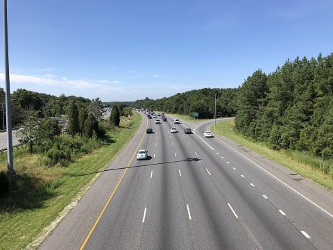2019-07-15 10 27 42 View south along the southbound lanes of Interstate 95 from the overpass for Maryland State Route 2…