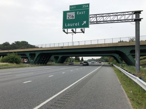 2019-06-05 11 45 42 View south along Interstate 95 at Exit 35A (Maryland State Route 216 EAST, Laurel) along the edge o…