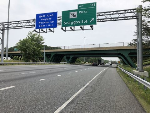 2019-06-05 12 23 12 View north along Interstate 95 at Exit 35B (Maryland State Route 216 WEST, Scaggsville) along the e…