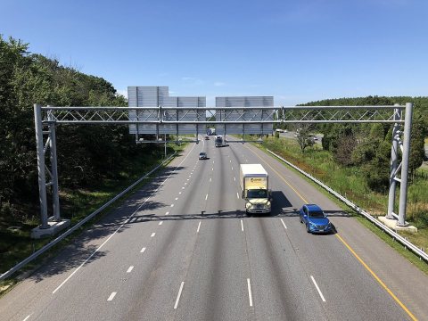 2019-07-15 10 28 28 View south along the northbound lanes of Interstate 95 from the overpass for Maryland State Route 2…