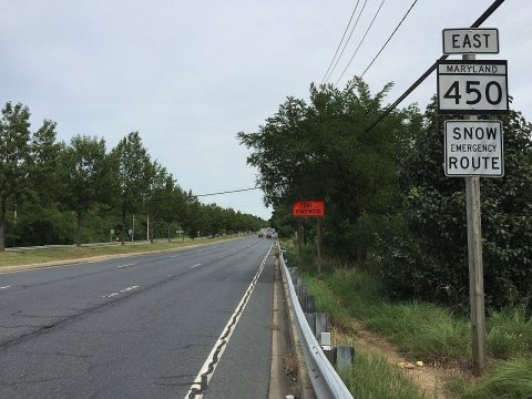 2016-09-02 15 43 03 View east along Maryland State Route 450 (Annapolis Road) at Maryland State Route 704 (Martin Luthe…