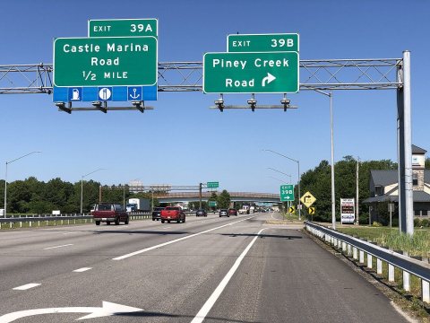 2022-06-29 10 05 18 View west along U.S. Route 50 and south along U.S. Route 301 (Blue Star Memorial Highway) at Exit 3…