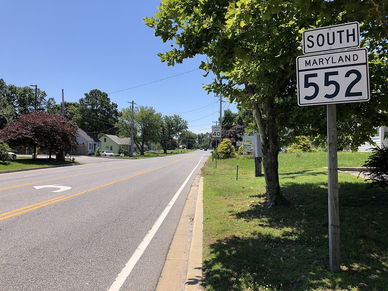 2022-06-29 12 01 17 View south along Maryland State Route 552 (Dominion Road) at Maryland State Route 18 (Main Street) …