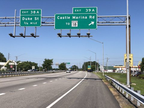 2022-06-29 10 19 16 View west along U.S. Route 50 and south along U.S. Route 301 (Blue Star Memorial Highway) at Exit 3…