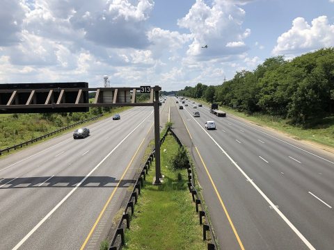 2019-07-25 14 06 21 View west along Interstate 595 and U.S. Route 50 (John Hanson Highway) from the overpass for Church…
