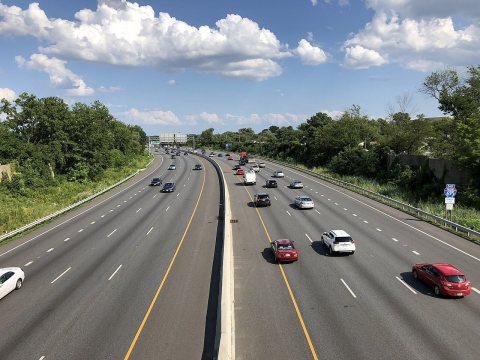 2019-07-24 16 29 09 View east along Interstate 695 (Baltimore Beltway) from the overpass for Old Harford Road on the ed…