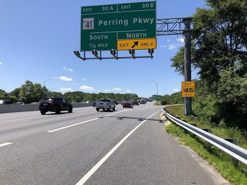 2019-06-14 14 27 47 View west along the Outer Loop of the Baltimore Beltway (Interstate 695) at Exit 30B (Maryland Stat…