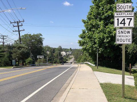 2020-07-02 10 13 11 View south along Maryland State Route 147 (Harford Road) just south of Northwind Road in