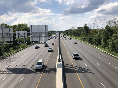 2019-07-24 16 28 21 View west along Interstate 695 (Baltimore Beltway) from the overpass for Old Harford Road on the ed…