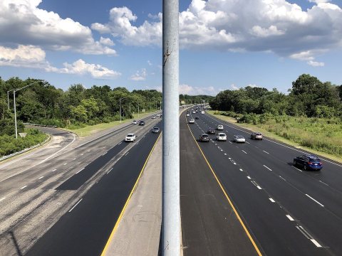 2019-07-24 16 41 03 View east along Interstate 695 (Baltimore Beltway) from the overpass for Maryland State Route 147 (…