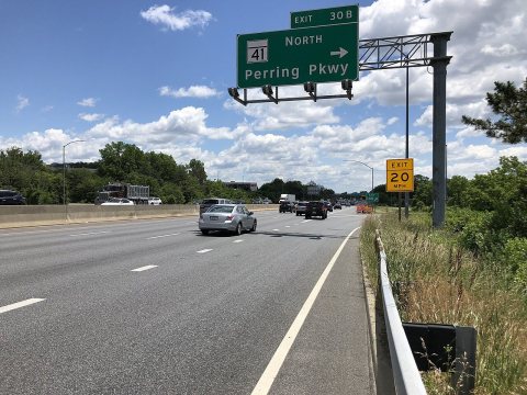 2019-06-14 12 47 41 View east along the Inner Loop of the Baltimore Beltway (Interstate 695) at Exit 30B (Maryland Stat…
