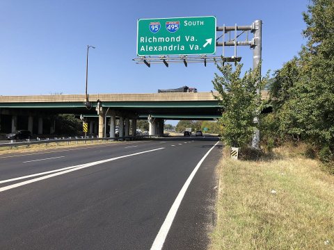 2019-10-01 11 23 35 View north along Maryland State Route 4 (Pennsylvania Avenue) at the exit for Interstate 95-Interst…