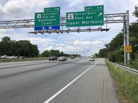 2019-05-27 14 36 32 View north along the outer loop of the Capital Beltway (Interstate 95 and Interstate 495) at Exit 1…