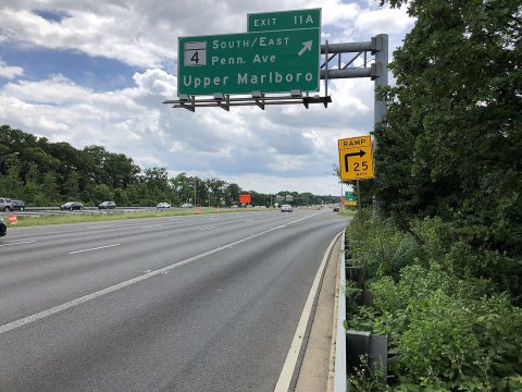 2019-05-27 13 41 38 View south along the inner loop of the Capital Beltway (Interstate 95 and Interstate 495) at Exit 1…