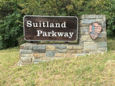 2016-09-11 12 35 51 Sign for the Suitland Parkway just west of Old Marlboro Pike in Westphalia, Prince Georges County, …