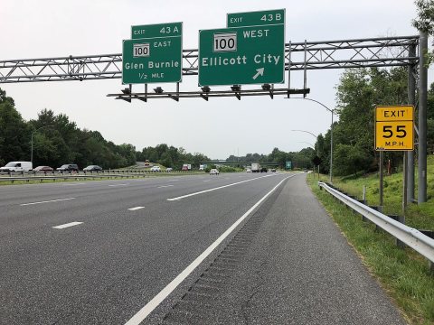2019-06-05 11 30 46 View south along Interstate 95 at Exit 43B (Maryland State Route 100 WEST, Ellicott City) along the…