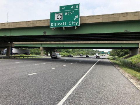 2019-06-05 12 40 24 View north along Interstate 95 at Exit 43B (Maryland State Route 100 WEST, Ellicott City) along the…