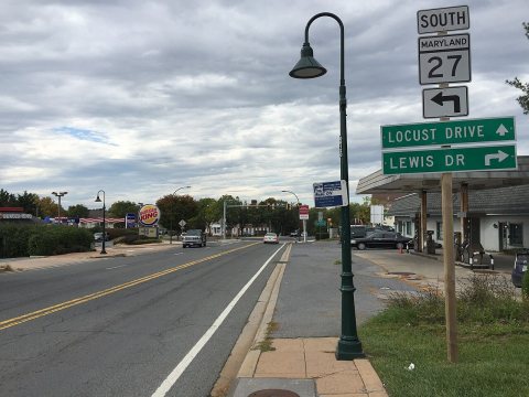 2016-10-13 13 09 25 View south along Maryland State Route 27 (Ridge Road) between Maryland State Route 108 (Main Street…