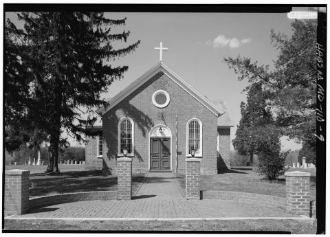 SOUTH FRONT ELEVATION, WITH SCALE - St. Paul's Church, Northwest side Baden-Naylor Road, intersection with Horsehead Ro…