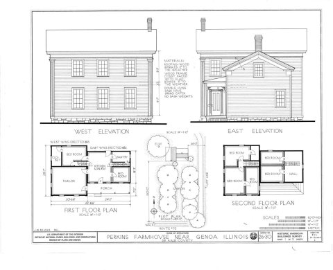 HABS ILL,19-GENO.V,1- (sheet 1 of 2) - Perkins Farmhouse, Route 22