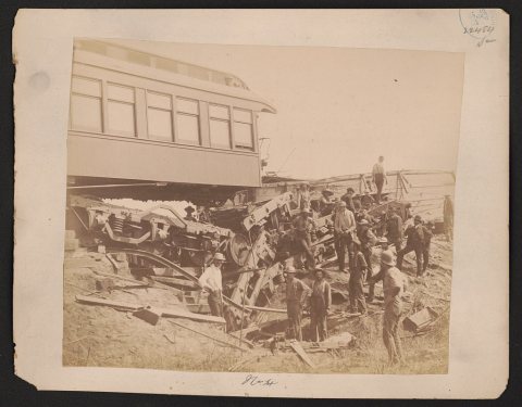 View of the great railroad wreck The most appalling railroad disaster on the Continent, on the T.P. & W.R.R. near Chats…