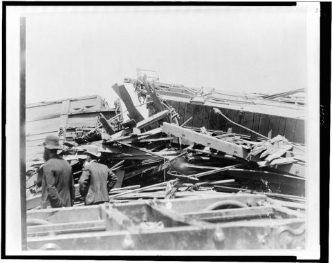 View of the great railroad wreck The most appalling railroad disaster on the Continent, on the T.P. & W.R.R. near Chats…