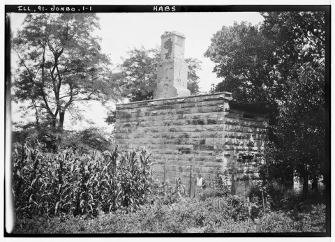 HISTORIC AMERICAN BUILDINGS SURVEY CLARK BULLARD, PHOTOGRAPHER JULY 1935. VIEW FROM SOUTHWEST - Old Jail Building, Firs…