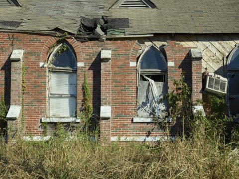 Remains of Simpson Hall, an old Masonic building