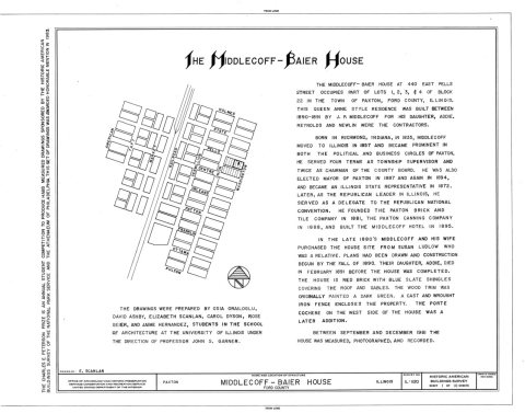 HABS ILL,27-PAX,1- (sheet 1 of 10) - Middlecoff-Baier House, 440 East Pells Street