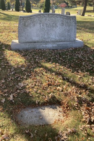 Grave of Raymond William Schalk (1892–1970) at Evergreen Cemetery